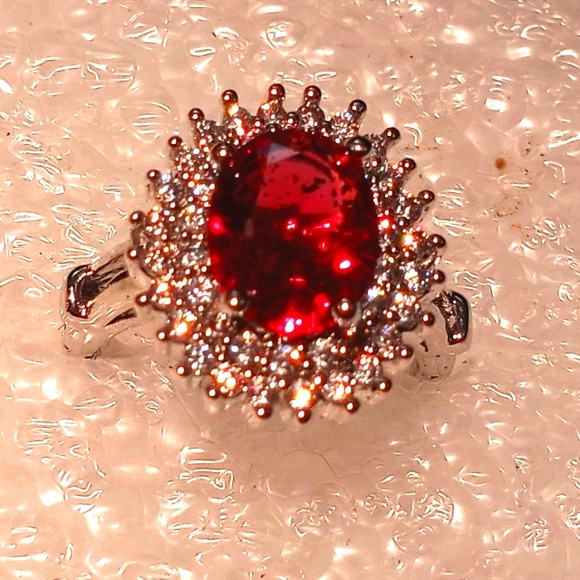 Ruby and cubic ring set in .925 silver - Picture 1 of 4